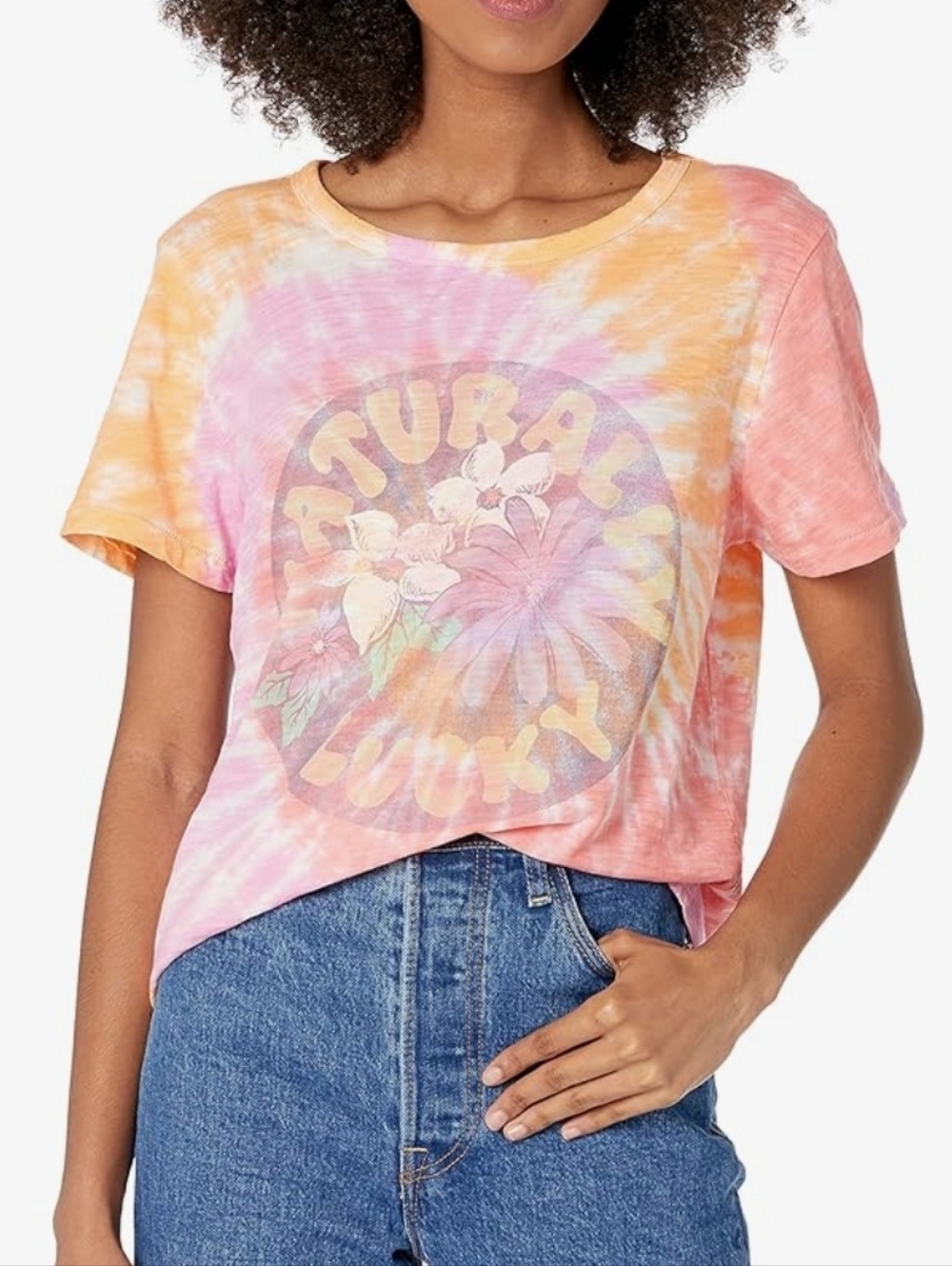 Lucky Brand Naturally Lucky Classic Graphic Tie Dye Short Sleeve Tee Size M